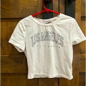 White Los Angeles crop tee